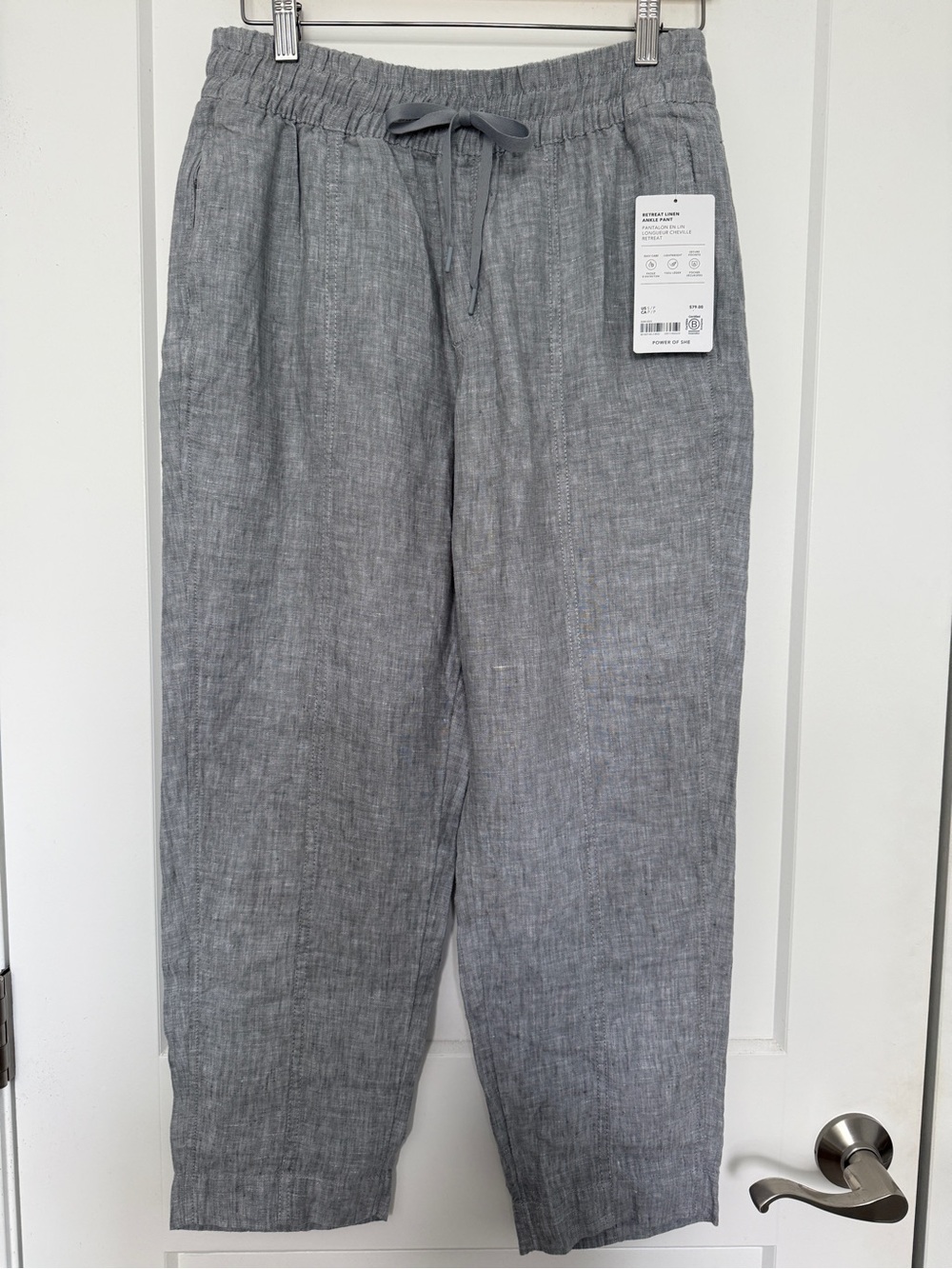 NWT Athleta Retreat Linen
Ankle Drawstring Pant in Storm Cloud Gray - S Petite